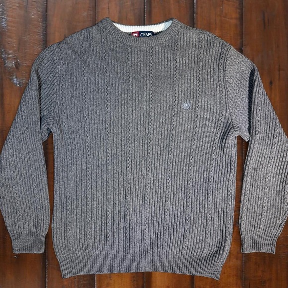 Chaps Other - Chaps Gray‎ Cotton Rib Knit Crewneck Sweater Men's Small Classic Preppy